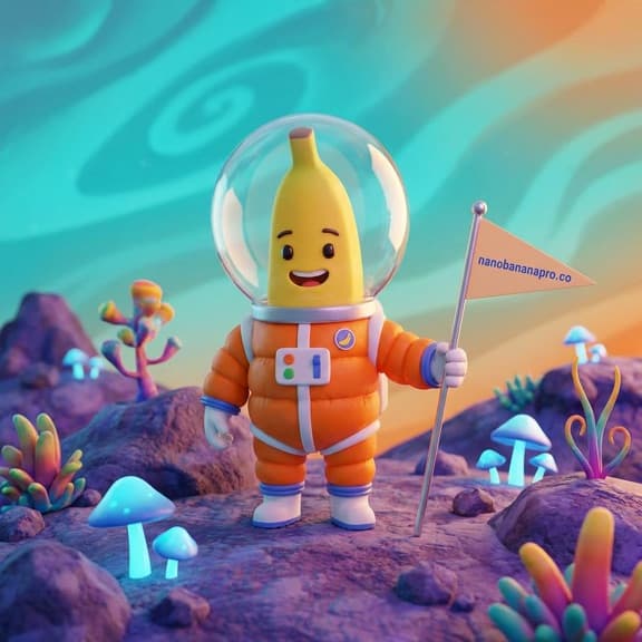 Space banana character — Generated by Nano Banana Pro